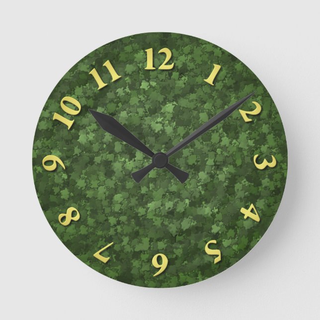 Green Hedge Camo Round Clock (Front)