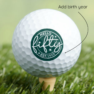 Green Hello Fifty 50th Birthday Golf Balls