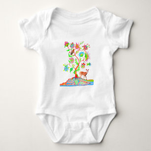 Green Heron and Deer Baby Bodysuit