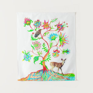 Green Heron and Deer Tapestry