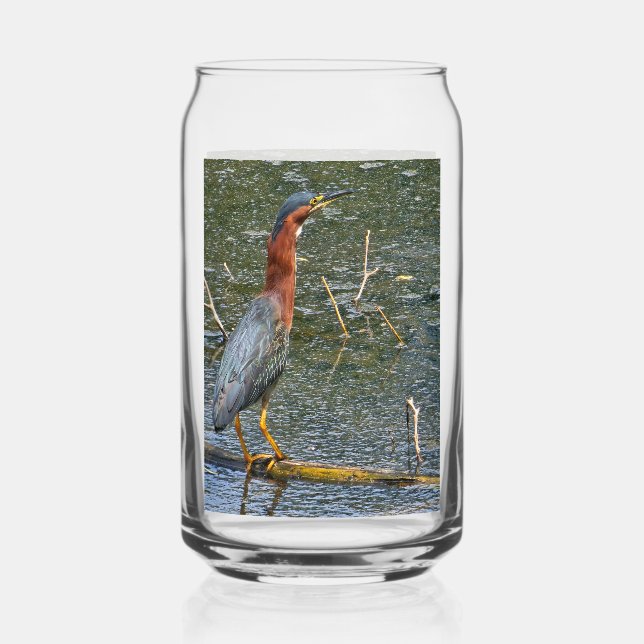 Green Heron  Can Glass (Front)
