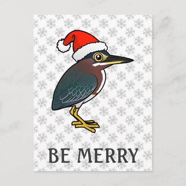 Green Heron Santa Holiday Postcard (Front)
