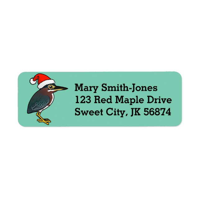 Green Heron Santa Return Address Label (Front)