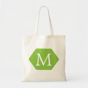 Green Hexa Round and White Custom Monogram Tote Bag