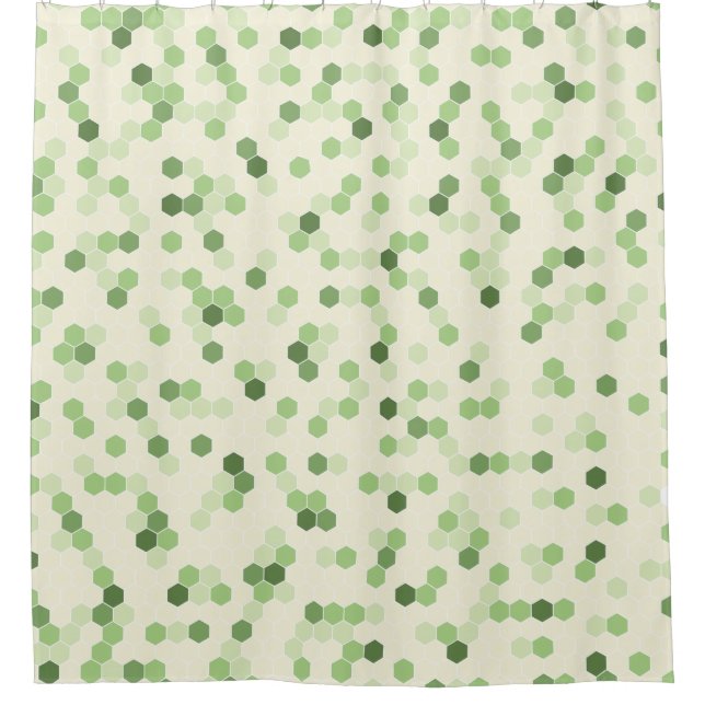 Green Hexagon Shower Curtain (Front)