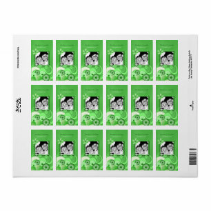 Green Hibiscus Wedding Mini Photo Favour Wine Labe Label