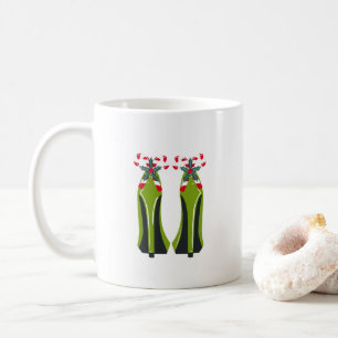 Green High Heels with Candy Canes Coffee Mug