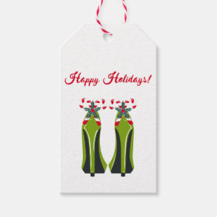 Green High Heels with Candy Canes Gift Tags