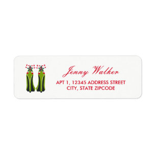 Green High Heels with Candy Canes Return Address Label