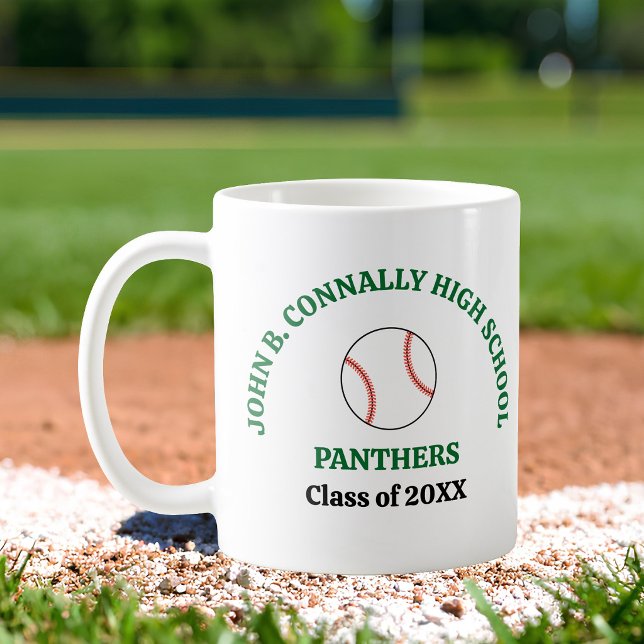 Green High School Baseball Player Personalised Coffee Mug (Creator Uploaded)