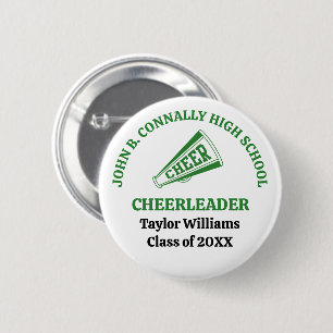 Green High School Cheerleader Personalised 6 Cm Round Badge