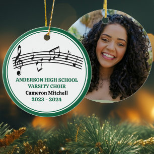 Green High School Choir Custom Christmas Ceramic Ornament