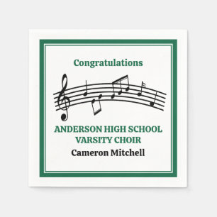 Green High School Choir Custom Party Napkin