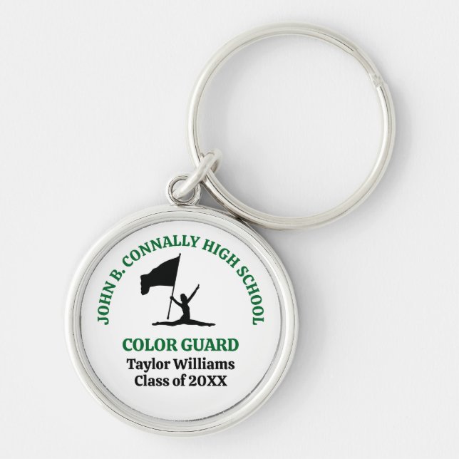 Green High School Colour Guard Personalised Key Ring (Front)