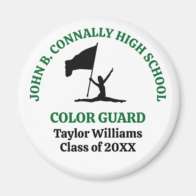 Green High School Colour Guard Personalised Magnet (Front)