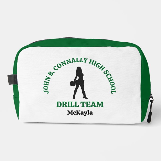 Green High School Drill Team Dancer Personalised Dopp Kit (Front)