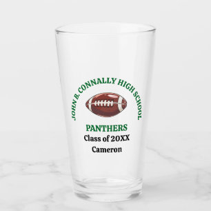 Green High School Football Player Personalised Glass