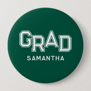 Green High School Grad Custom Name Graduation 10 Cm Round Badge