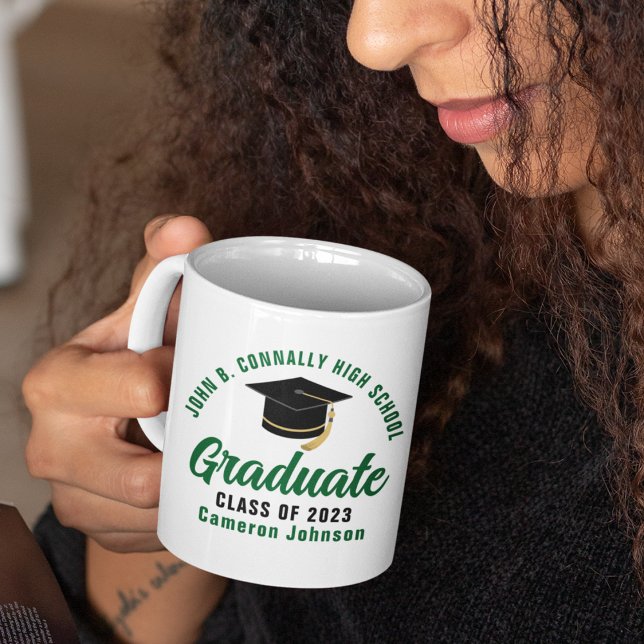 Green High School Graduate Custom Graduation Gift Coffee Mug (Creator Uploaded)
