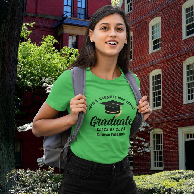 Green High School Graduate Personalised Graduation T-Shirt (Creator Uploaded)