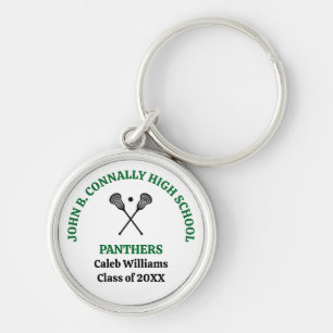 Green High School Lacrosse Team Personalised Key Ring