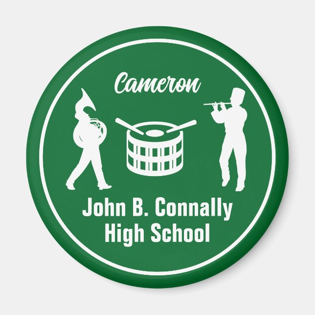 Green High School Marching Band Personalised Magnet (Front)