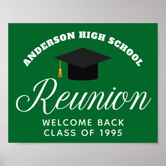 Green High School Reunion Custom Alumni Welcome Poster (Front)