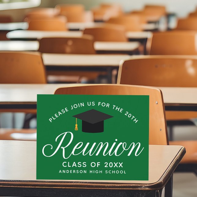Green High School Reunion Custom Party Invitat Postcard (Creator Uploaded)