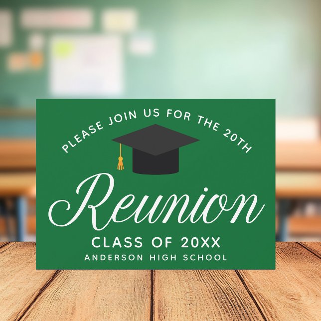 Green High School Reunion Custom Party Invitation (Creator Uploaded)