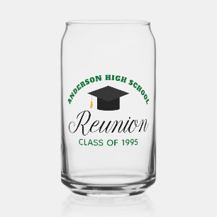 Green High School Reunion Party Custom Alumni Can Glass