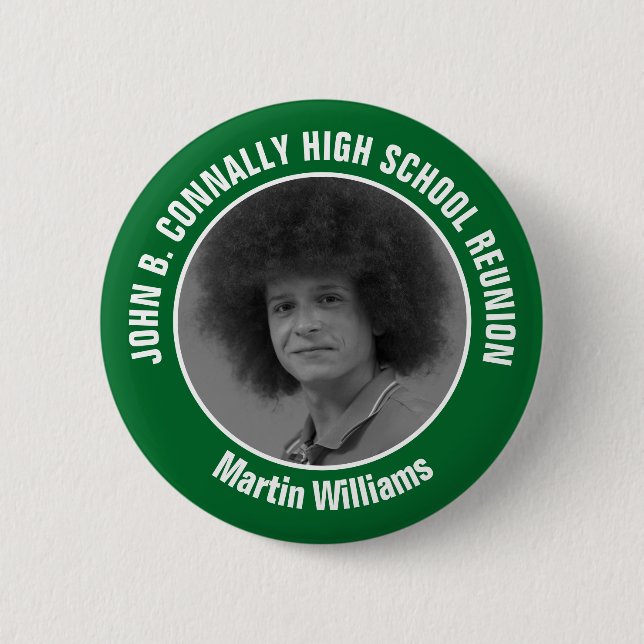 Green High School Reunion Yearbook Photo 6 Cm Round Badge (Front)