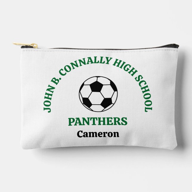 Green High School Soccer Team Personalised Accessory Pouch (Front)