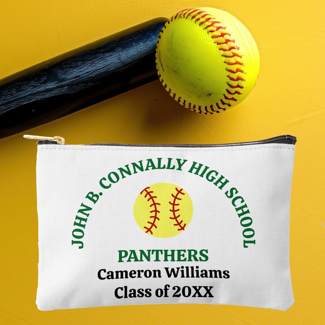 Green High School Softball Player Personalised Accessory Pouch (Creator Uploaded)