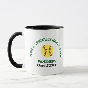 Green High School Softball Player Personalised Mug