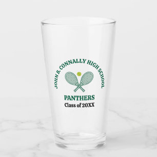 Green High School Tennis Player Personalised Glass