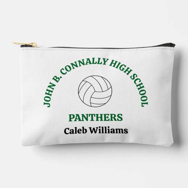 Green High School Volleyball Player Personalised Accessory Pouch (Front)