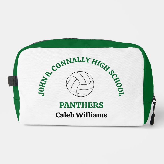 Green High School Volleyball Player Personalised Dopp Kit (Front)