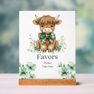 Green Highland Cow Birthday Favours Sign