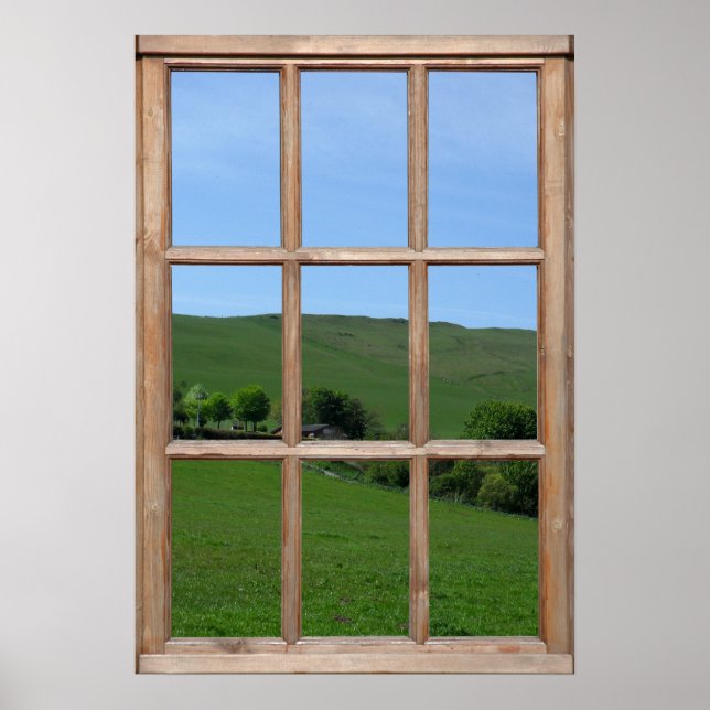 Green Hill View from a Window Poster (Front)