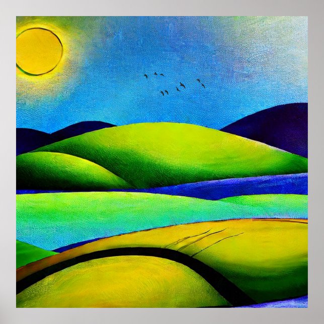 Green Hills Landscape Poster (Front)