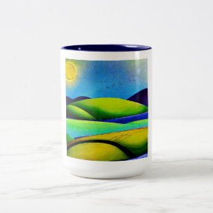 Green Hills Landscape Two-Tone Coffee Mug
