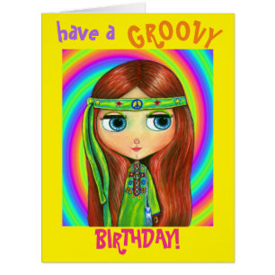 Green Hippie Doll Girl Peace Sign Headband Cute