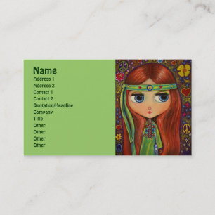 Green Hippie with Peace Sign Headband Business Card