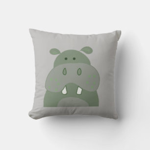 Green hippo fun nursery cushion