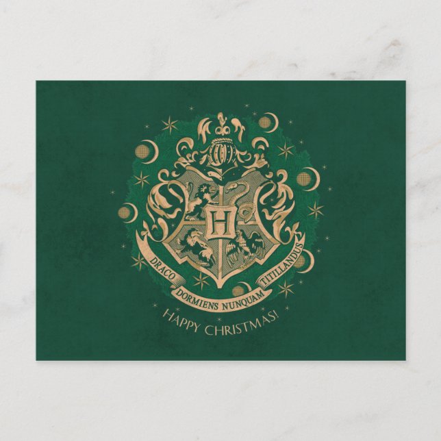 Green HOGWARTS™ Crest Holiday Wreath (Front)