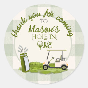 Green Hole in ONE Boy First Birthday Goodie Bag Classic Round Sticker