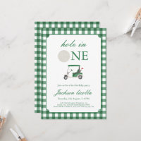 Green Hole in One Golf Birthday Invitation