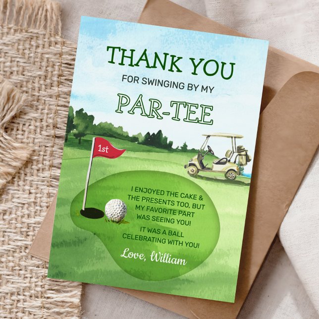 Green Hole-In-One Golf  Birthday Par-tee Thank You Card (Creator Uploaded)
