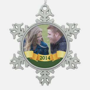 Green Holiday Banner Photo Ornament