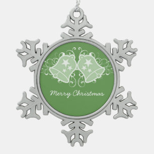 Green Holiday Bells and Swirls Ornament